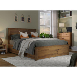 Tribeca Wooden Ottoman Bed Frame - 4'6 Double - Brown