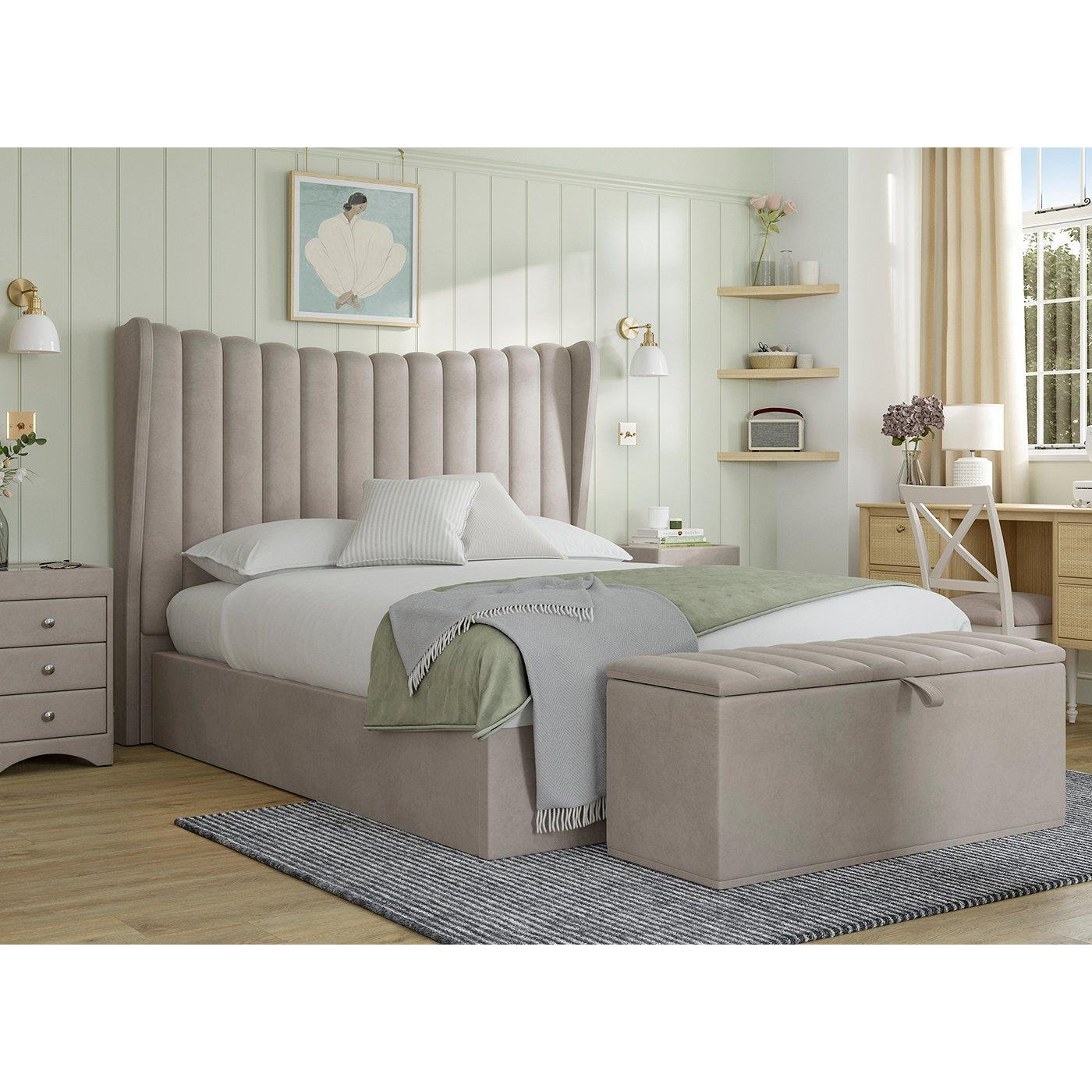 Octavia Upholstered Ottoman Bed Frame - 4'6 Double - Grey
