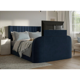Foley Upholstered TV Bed Frame - 4'6 Double - Blue
