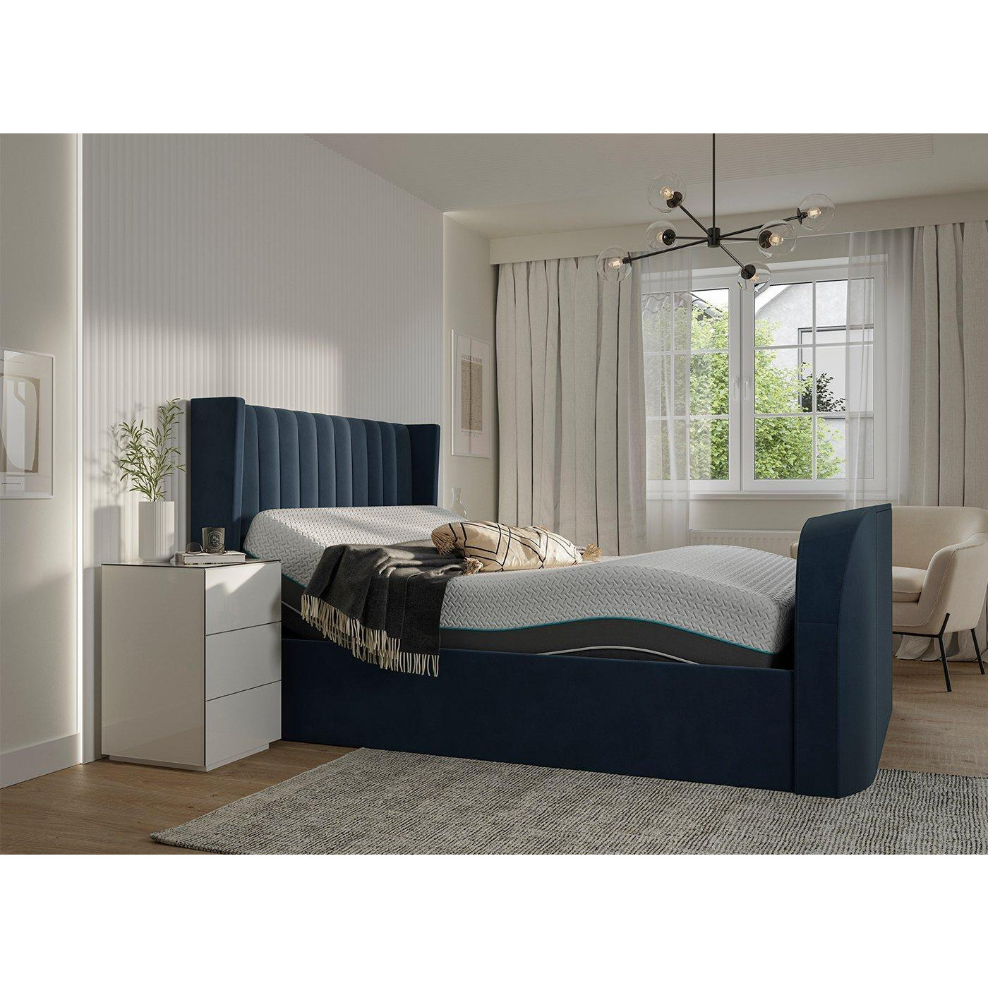 Foley Sleepmotion Adjustable TV Bed Frame - 4'6 Double - Blue