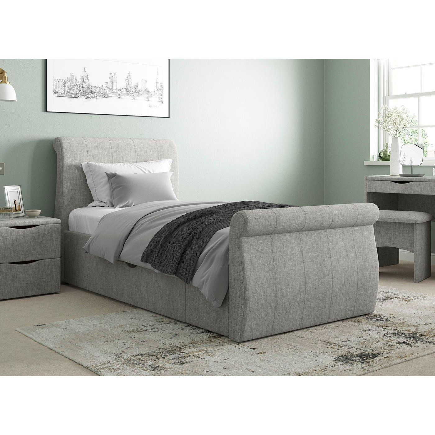Lucia Upholstered Bed Frame - 3'0 Single - Silver