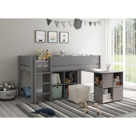 Anderson Mid Sleeper Bed Frame with Cube & Desk Grey