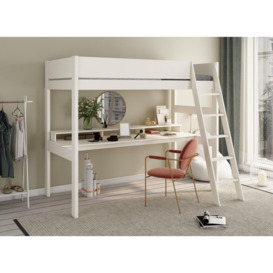 Anderson XL High Sleeper Bed Frame with Desk White