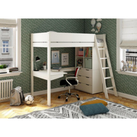 Anderson Desk High Sleeper With Storage - 3'0 Single - White