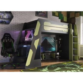 X-Rocker Garrison Kids High Sleeper with Desk - 3'0 Single - Green