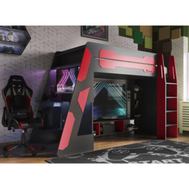 X-Rocker Garrison Kids High Sleeper with Desk - 3'0 Single - Red