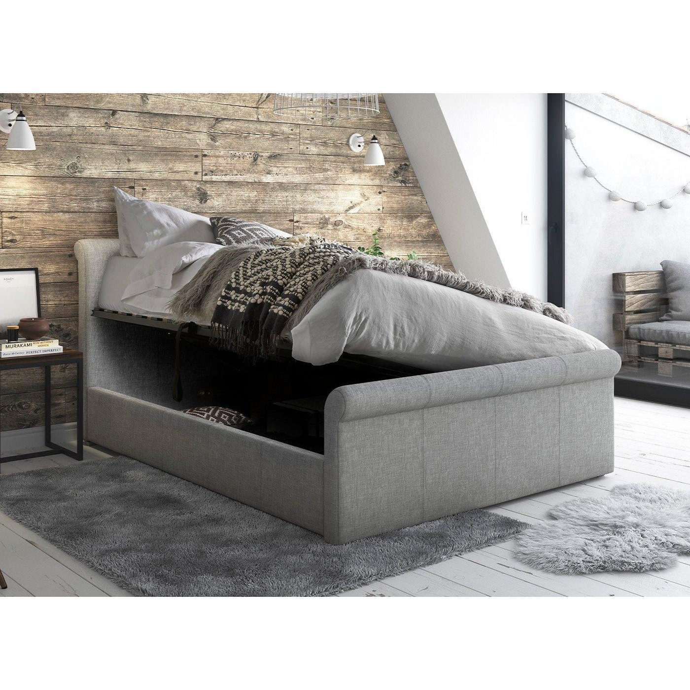 Wilson Upholstered Ottoman Bed Frame - 4'0 Small Double - Silver