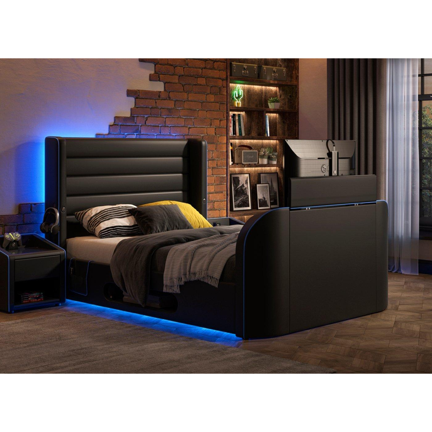 Drift Gaming Ottoman TV Bed Frame - 4'0 Small Double - Black