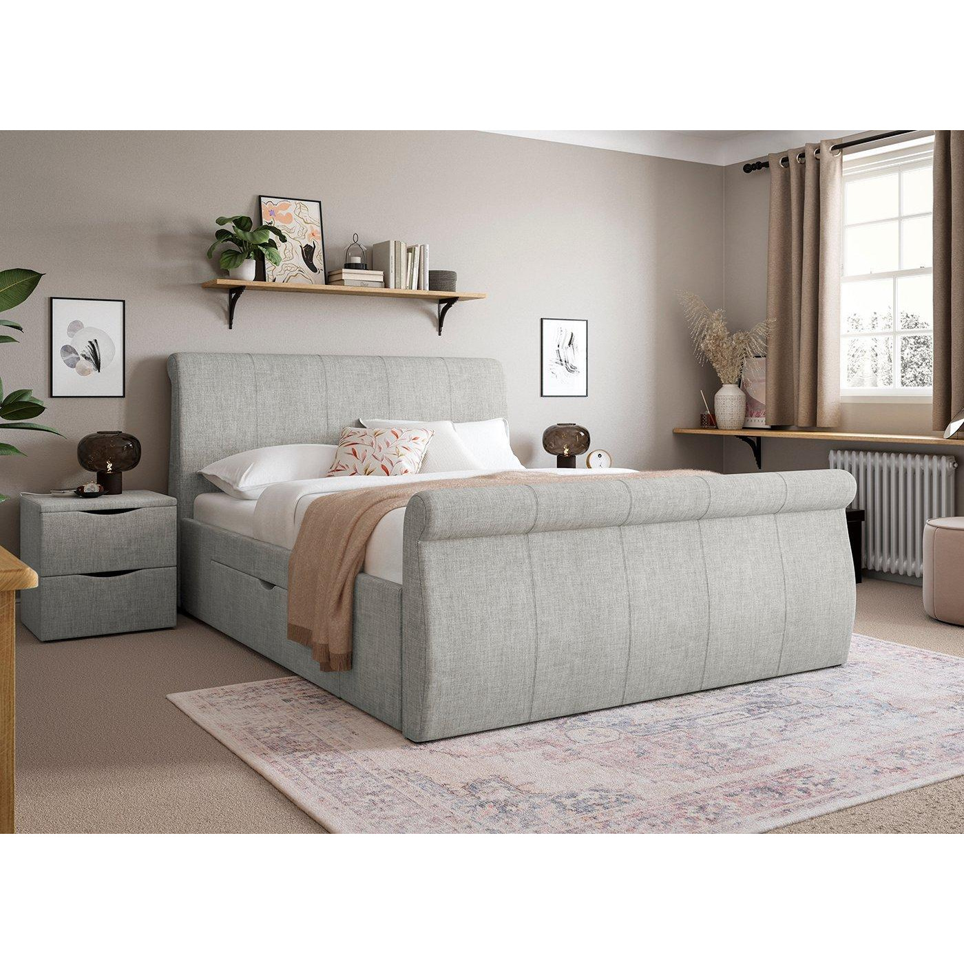 Lucia Upholstered Bed Frame - 5'0 King - Silver