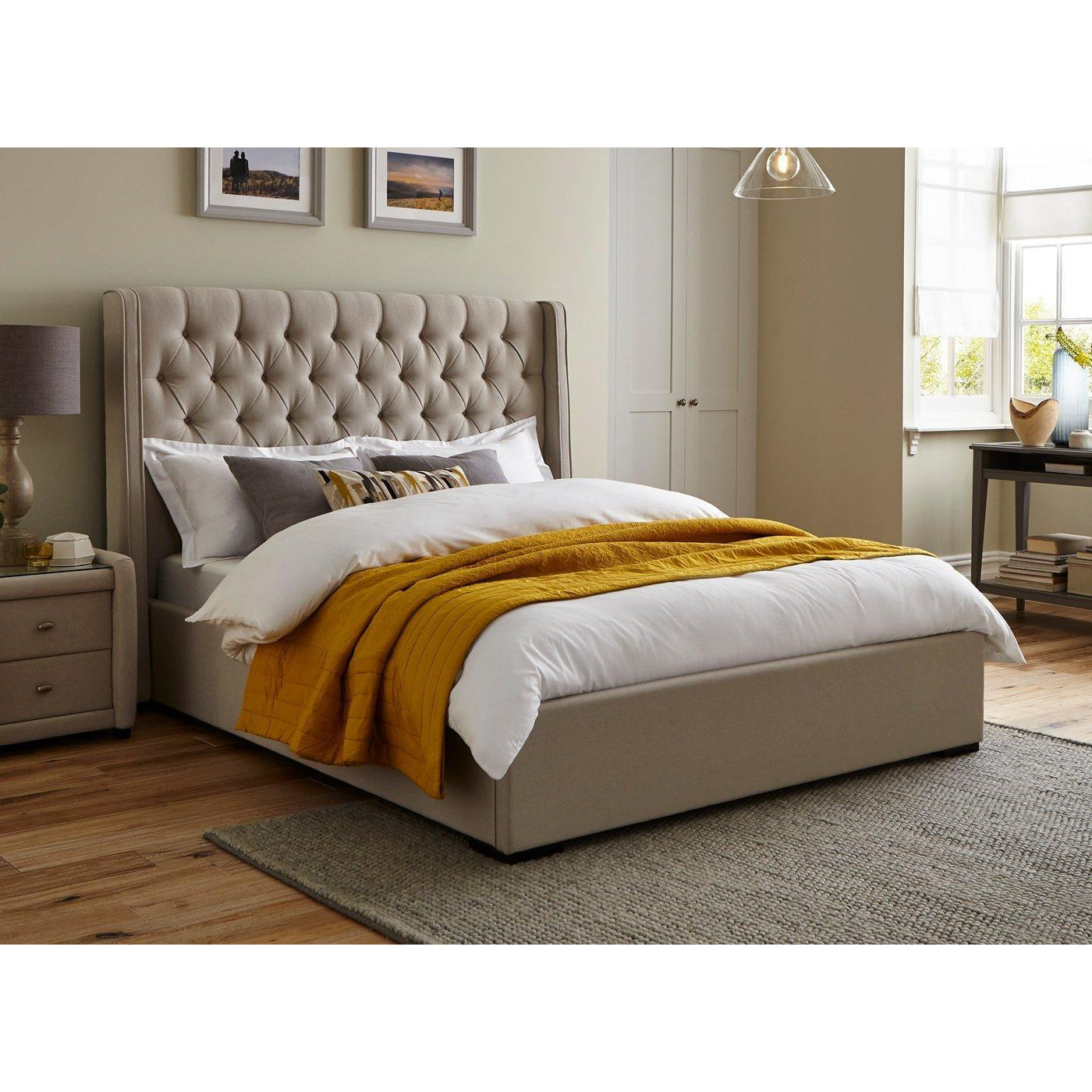 Deacon Upholstered Bed Frame - 5'0 King - Cream