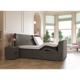 Kobe Sleepmotion Adjustable Velvet-Finish TV Bed Frame - 5'0 King - Grey