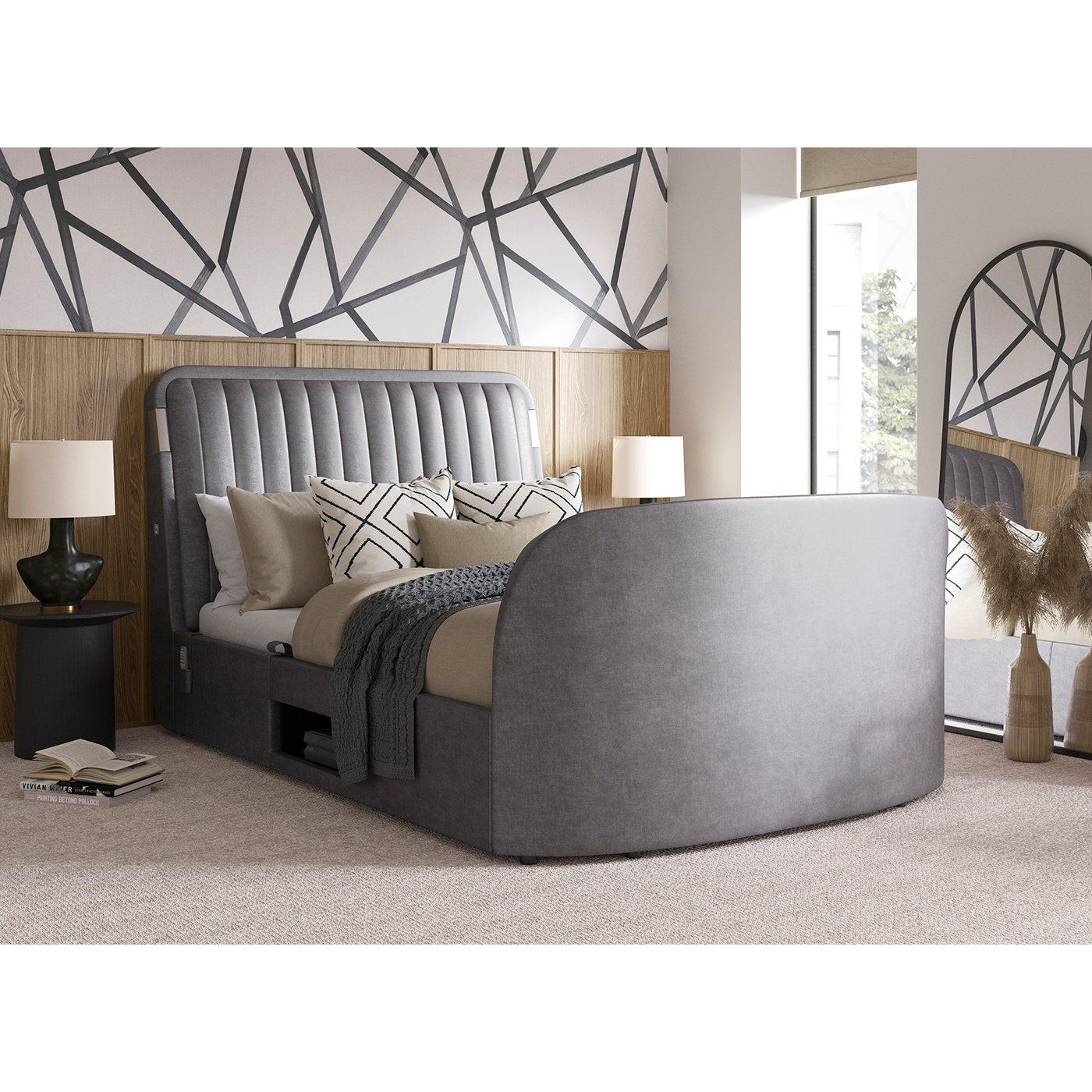 Yokohama Ottoman TV Bed with Surround Sound - 5'0 King - Grey