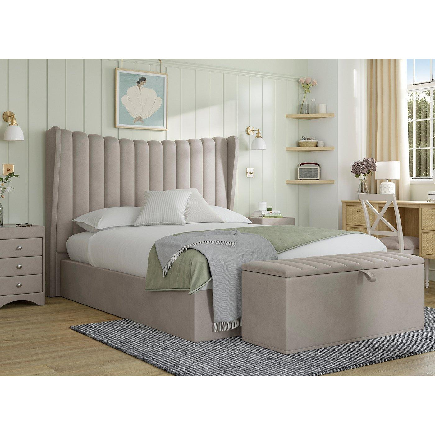 Octavia Upholstered Ottoman Bed Frame - 5'0 King - Grey