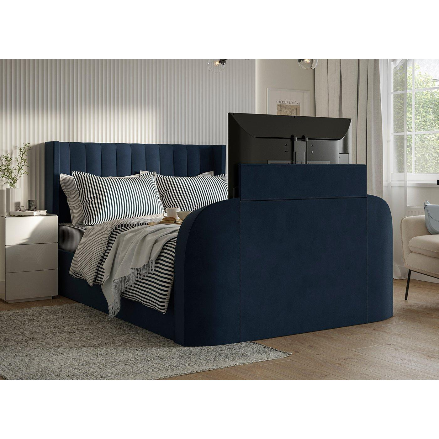 Foley Upholstered TV Bed Frame - 6'0 Super King - Blue