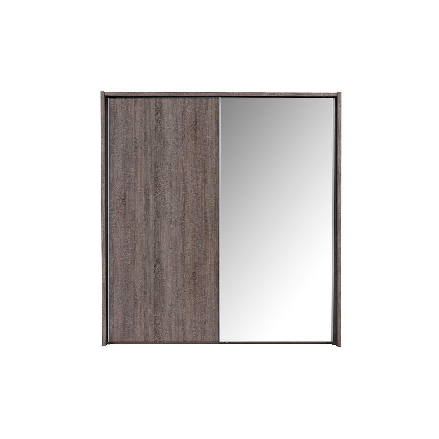 Melbourne 2-Mirror Door Sliding Wardrobe - Oak - Medium - Brown