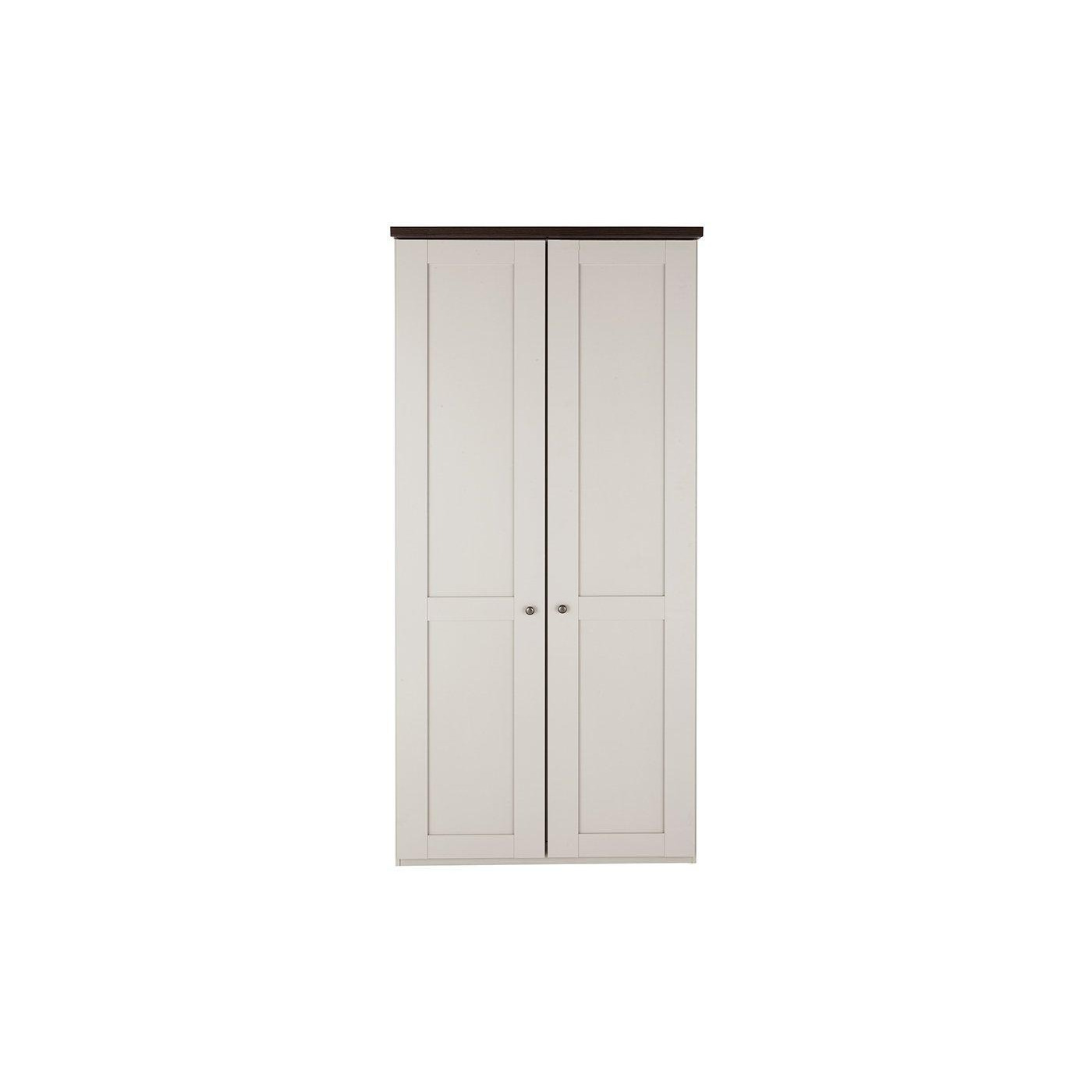 Sloane 2-Door Wardrobe - Champagne and Dark Wood - Cream