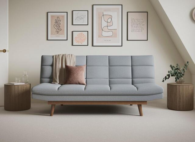 Cosmopolitan Ennis 2-Seater Clic-Clac Sofa Bed with Cup Holders - Grey - image 1