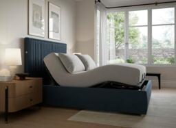 TEMPUR® Duxford Ergomotion Adjustable Upholstered Bed Frame - 5'0 King - Blue