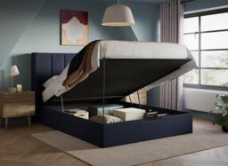 Adwell Upholstered Ottoman Bed Frame - 4'6 Double - Blue - thumbnail 2