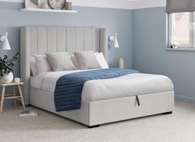 Charlie Upholstered Ottoman Bed Frame - 5'0 King - Grey