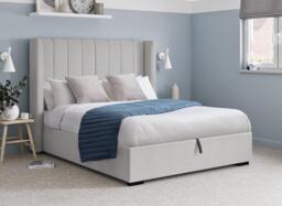 Charlie Upholstered Ottoman Bed Frame - 5'0 King - Grey - thumbnail 1
