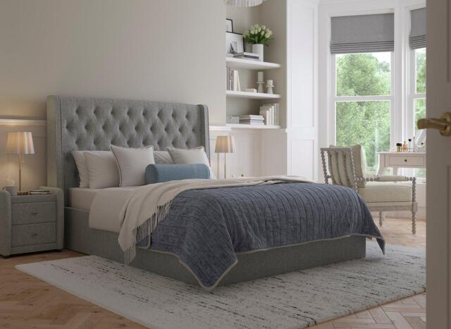 Deacon Upholstered Ottoman Bed Frame - 5'0 King - Grey - image 1