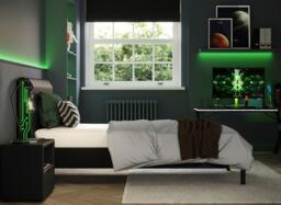 Glitch Kids Upholstered Bed Frame - 4'0 Small double - Black - thumbnail 2
