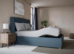 TEMPUR® Linford Ergomotion Adjustable Upholstered Bed Frame - 5'0 King - Blue - thumbnail 2