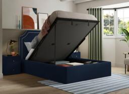 Silentnight Holden Upholstered Ottoman Bed Frame - 4'6 Double - Blue - thumbnail 2