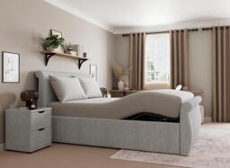 Lucia Ergomotion Adjustable Upholstered Bed Frame - 4'6 Double - Silver - thumbnail 2