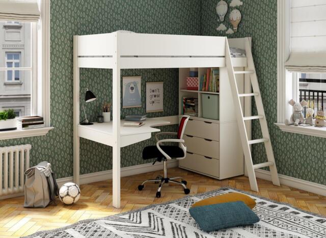 Anderson Desk High Sleeper With Storage - 3'0 Single - White - image 1