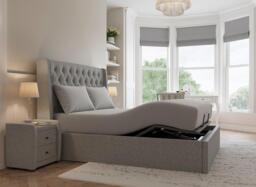 Deacon Ergomotion Adjustable Velvet-Finish Bed Frame - 5'0 King - Grey - thumbnail 2