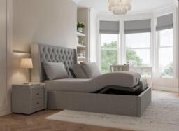 Deacon Ergomotion Adjustable Velvet-Finish Bed Frame - 6'0 Super king - Grey - thumbnail 2