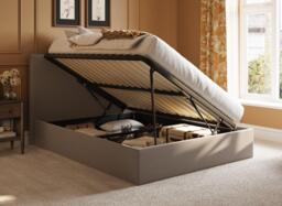 Orion Upholstered Ottoman Bed Frame - 4'6 Double - Brown - thumbnail 2
