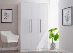 Oregon 3-Door Wardrobe - White - thumbnail 1