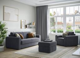 Verona 3-Seater Pull-Out Sofa Bed - Grey - thumbnail 2