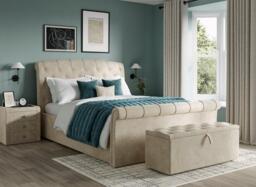 Paris Upholstered Ottoman Bed Frame - 4'6 Double - Beige
