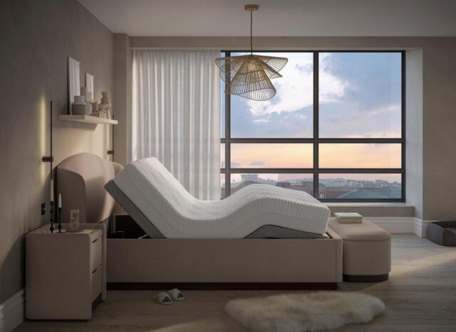 House Beautiful Chloe Upholstered Sleepmotion Adjustable Bed Frame - 5'0 King - Beige - image 1