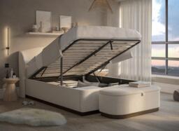 Chloe Upholstered Ottoman Bed Frame - Cream - thumbnail 2