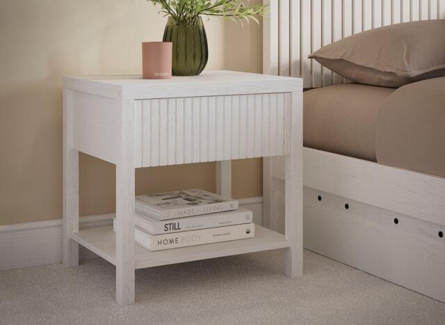 Hayden Wooden Bedside Table - White