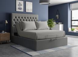 Ergomotion Upholstered Buttoned Ottoman Bed Frame - 4'6 Double - Grey - thumbnail 2
