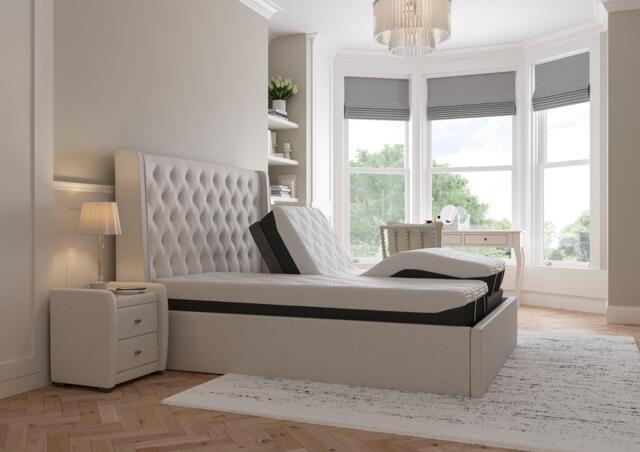 Deacon Sleepmotion Adjustable Upholstered Bed Frame - 6'0 Super king - Grey - image 1