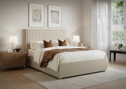 TEMPUR® Duxford Upholstered Ottoman Bed Frame - 5'0 King - Cream - thumbnail 1