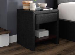 Harrow 1 Drawer Upholstered USB Charging Bedside Table - Grey
