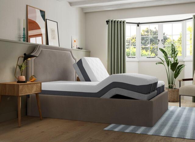 Silentnight Holden Sleepmotion Adjustable Upholstered Bed Frame - 5'0 King - Grey - image 1
