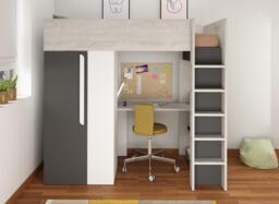 Liam High Sleeper - 3'0 Euro single - White - thumbnail 2