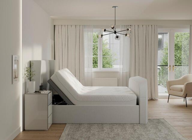Foley Adjustable TV Bed - 6'0 Super king - Grey - image 1