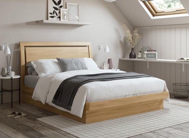 Isabella Wooden Ottoman Bed Frame - 4'6 Double - Brown - image 1