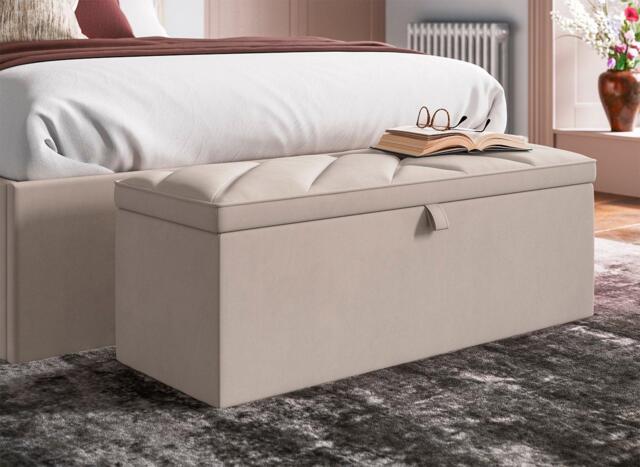 Jay Velvet-Finish Blanket Box - Beige