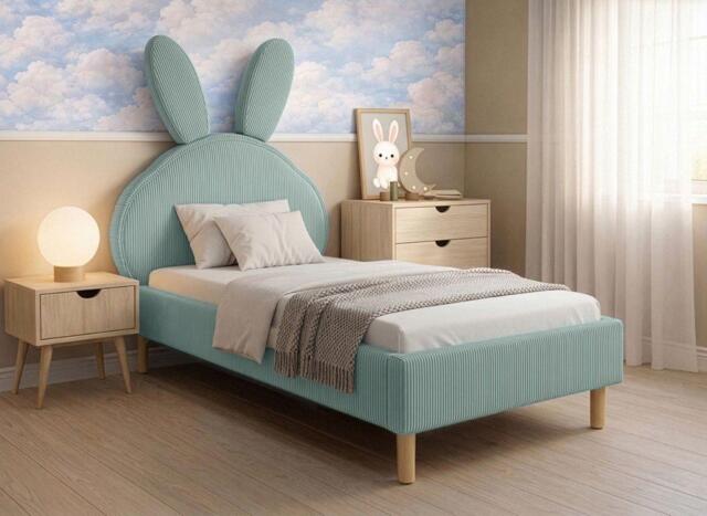 Darcie Upholstered Kids Bunny Bed Frame - 2'4 Toddler - Blue - image 1